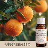 Orange mit Tau und Schnittansicht am Baum.