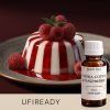 Panna Cotta mit Himbeeren auf einem Teller, AF70 0460