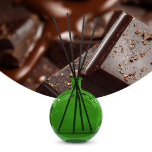 Gebrauchsfertige UFIGREEN Diffusor-Mischung Rich Chocolate – Produktbild mit Duftmotiv