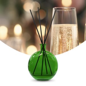 Gebrauchsfertige UFIGREEN Diffusor-Mischung Wonder Rose Prosecco – Produktbild mit Duftmotiv