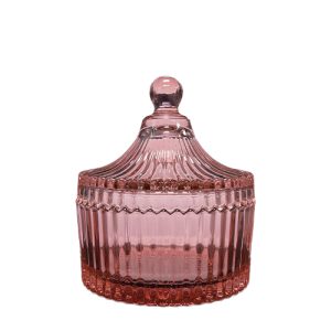 Kerzenglas K10 002 in Rosa mit Deckel