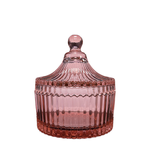 Kerzenglas K10 002 in Rosa mit Deckel