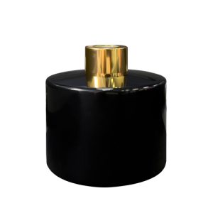 Runder Duftdiffusor Schwarz Glanz 200 ml – Gold – Produktansicht