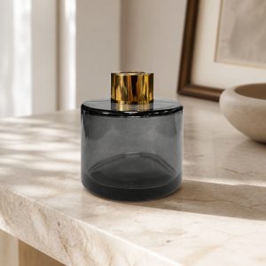 Runder Duftdiffusor Graphit Transparent 100 ml – Gold – Produktfoto