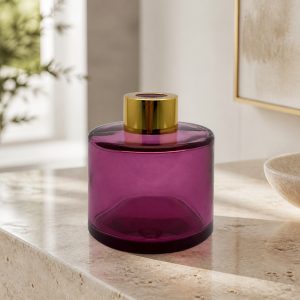 Runder Duftdiffusor Rosa Transparent 100 ml – Gold – Produktfoto