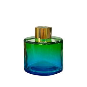 Runder Duftdiffusor Grün-Türkis OMBRE 100 ml – Gold – lackierte Diffusorflasche, Produktansicht