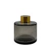 Runder Duftdiffusor Rauchschwarz Transparent 100 ml – Gold – lackierte Diffusorflasche, Produktansicht