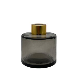 Runder Duftdiffusor Rauchschwarz Transparent 100 ml – Gold – lackierte Diffusorflasche, Produktansicht