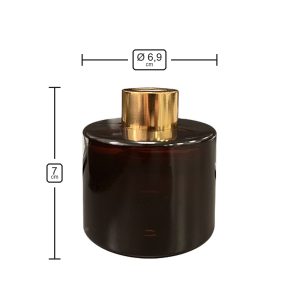 Runder Duftdiffusor mit kleinem Schönheitsfehler Dunkelbraun Glanz Transparent 100 ml – Gold – Produktmaße