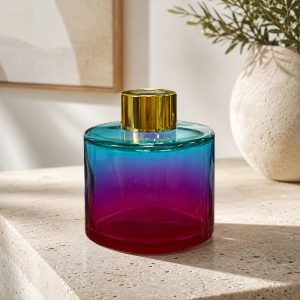 Runder Duftdiffusor Blau-Rosa OMBRE 100 ml – Gold – Produktfoto