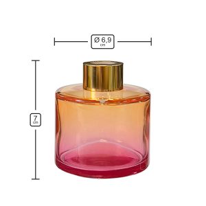 Runder Duftdiffusor Rosa-Orange OMBRE 100 ml – Gold – Produktmaße