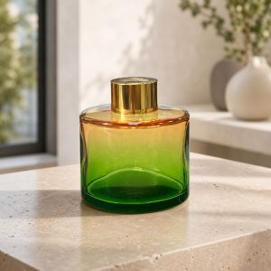 Runder Duftdiffusor Orange-Grün OMBRE 100 ml – Gold – Produktfoto