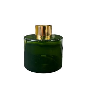 Runder Duftdiffusor Grün Transparent 100 ml – Gold – lackierte Diffusorflasche, Produktansicht