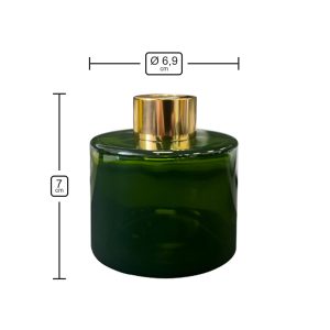 Runder Duftdiffusor Grün Transparent 100 ml – Gold – Produktmaße