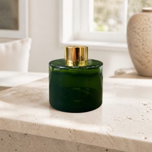 Runder Duftdiffusor Grün Transparent 100 ml – Gold – Produktfoto