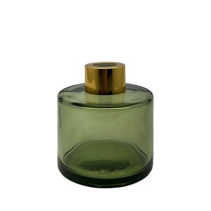 Runder Duftdiffusor Oliv Transparent 100 ml – Gold – lackierte Diffusorflasche, Produktansicht