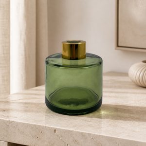 Runder Duftdiffusor Oliv Transparent 100 ml – Gold – Produktfoto