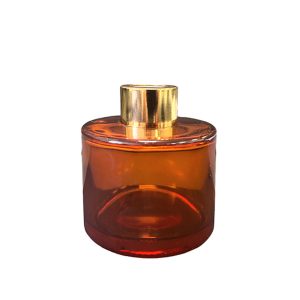 Runder Duftdiffusor Rostfarben Glanz 100 ml – Gold – lackierte Diffusorflasche, Produktansicht