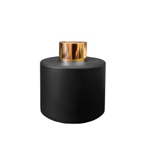 Runder Duftdiffusor Schwarz Matt 100 ml – Gold – lackierte Diffusorflasche, Produktansicht