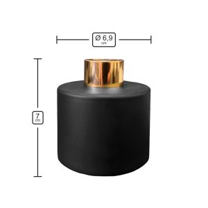 Runder Duftdiffusor Schwarz Matt 100 ml – Gold – Produktmaße