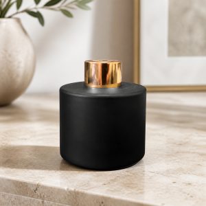 Runder Duftdiffusor Schwarz Matt 100 ml – Gold – Produktfoto