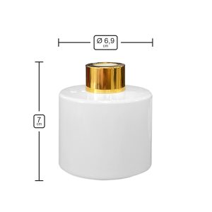Runder Duftdiffusor Weiß Glanz 100 ml – Gold – Produktmaße