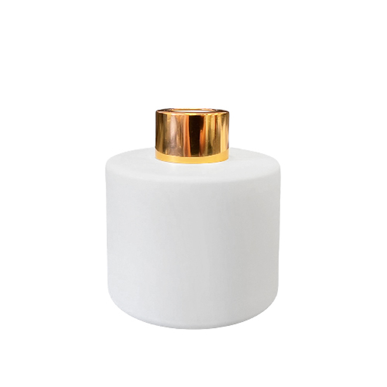Runder Duftdiffusor Weiß Matt 100 ml – Gold – lackierte Diffusorflasche, Produktansicht