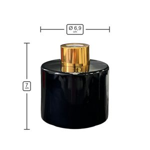 Runder Duftdiffusor Schwarz Glanz 100 ml – Gold – Produktmaße
