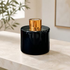 Runder Duftdiffusor Schwarz Glanz 100 ml – Gold – Produktfoto