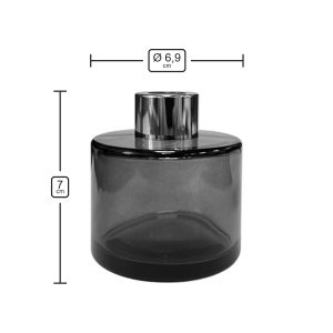 Runder Duftdiffusor Graphit Transparent 100 ml – Silber – Produktmaße