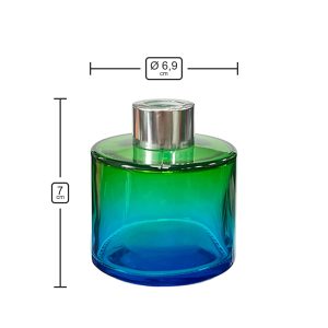 Runder Duftdiffusor Grün-Türkis OMBRE 100 ml – Silber – Produktmaße