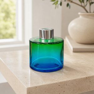 Runder Duftdiffusor Grün-Türkis OMBRE 100 ml – Silber – Produktfoto