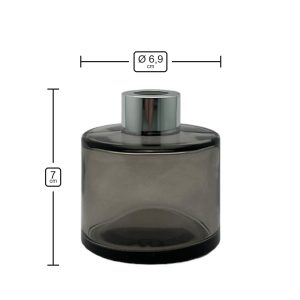 Runder Duftdiffusor Rauchschwarz Transparent 100 ml – Silber – Produktmaße