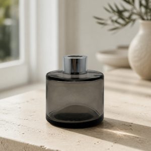 Runder Duftdiffusor Rauchschwarz Transparent 100 ml – Silber – Produktfoto