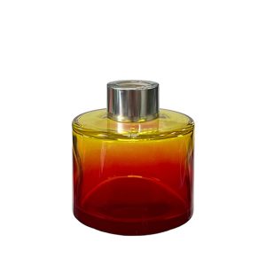 Runder Duftdiffusor Rot-Gelb OMBRE 100 ml – Silber – lackierte Diffusorflasche, Produktansicht