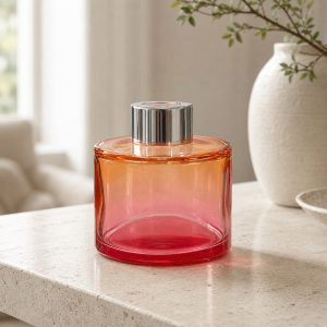 Runder Duftdiffusor Rosa-Orange OMBRE 100 ml – Silber – Produktfoto