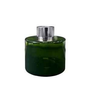 Runder Duftdiffusor Grün Transparent 100 ml – Silber – lackierte Diffusorflasche, Produktansicht