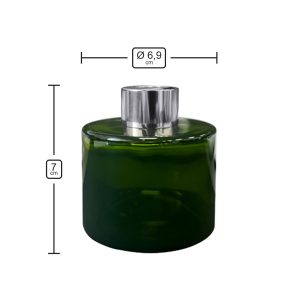 Runder Duftdiffusor Grün Transparent 100 ml – Silber – Produktmaße
