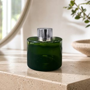 Runder Duftdiffusor Grün Transparent 100 ml – Silber – Produktfoto