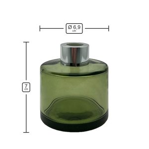 Runder Duftdiffusor Oliv Transparent 100 ml – Silber – Produktmaße