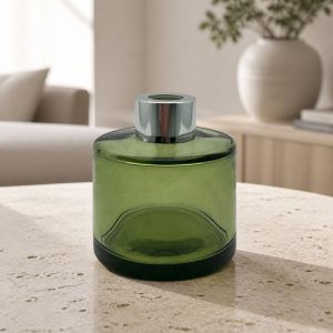 Runder Duftdiffusor Oliv Transparent 100 ml – Silber – Produktfoto