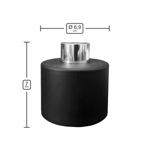 Runder Duftdiffusor Schwarz Matt 100 ml – Silber – Produktmaße