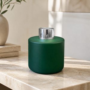 Runder Duftdiffusor Grün Matt 100 ml – Silber – Produktfoto