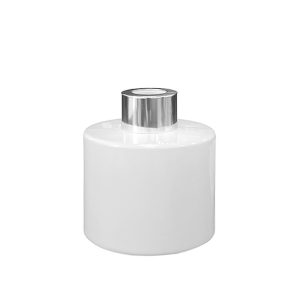 Runder Duftdiffusor Weiß Glanz 100 ml – Silber – lackierte Diffusorflasche, Produktansicht