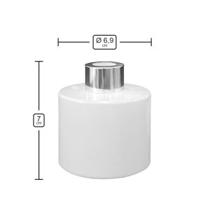 Runder Duftdiffusor Weiß Glanz 100 ml – Silber – Produktmaße