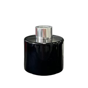 Runder Duftdiffusor Schwarz Glanz 100 ml – Silber – lackierte Diffusorflasche, Produktansicht