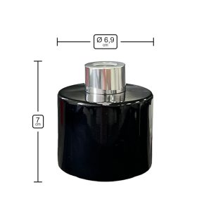 Runder Duftdiffusor Schwarz Glanz 100 ml – Silber – Produktmaße