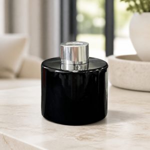Runder Duftdiffusor Schwarz Glanz 100 ml – Silber – Produktfoto
