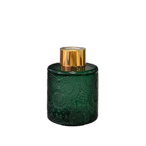Runder Duftdiffusor mit Muster Grün Glanz 100 ml – Gold – lackierte Diffusorflasche, Produktansicht