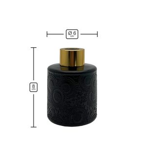 Duftdiffusor mit Muster Schwarz Glanz 100 ml – Gold – Produktmaße